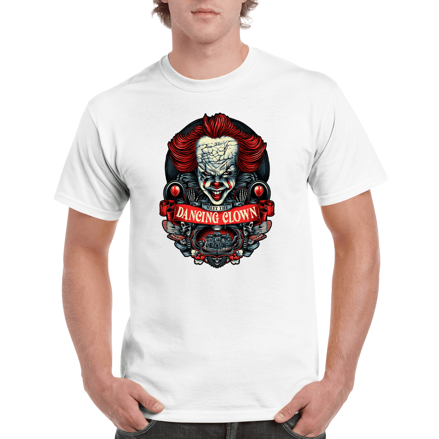 Halloween Dancing Clown Pennywise T-Shirt Canvas Prints in Accrington Number Plates Accrington IntelliPix