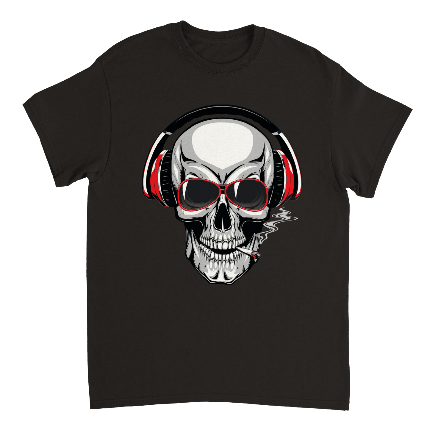 Smoking Skull With Headphones T Shirt Canvas Prints in Accrington Number Plates Accrington IntelliPix