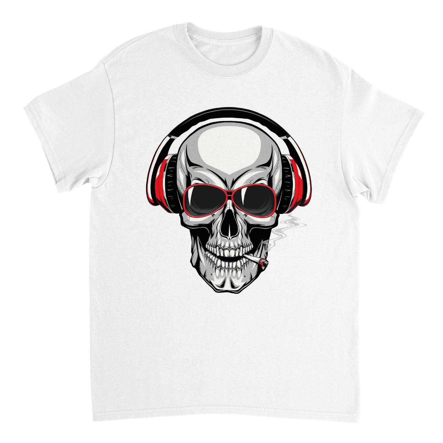 Smoking Skull With Headphones T Shirt Canvas Prints in Accrington Number Plates Accrington IntelliPix