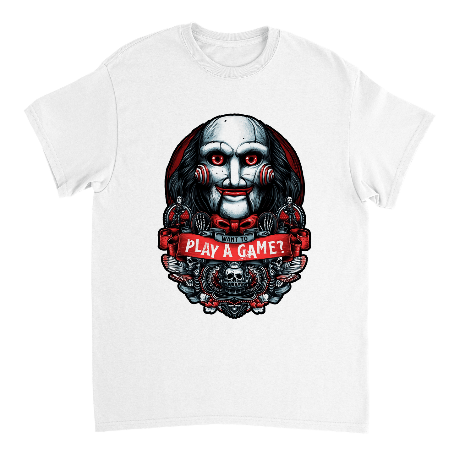 Want To Play A Game? Saw T-Shirt Canvas Prints in Accrington Number Plates Accrington IntelliPix