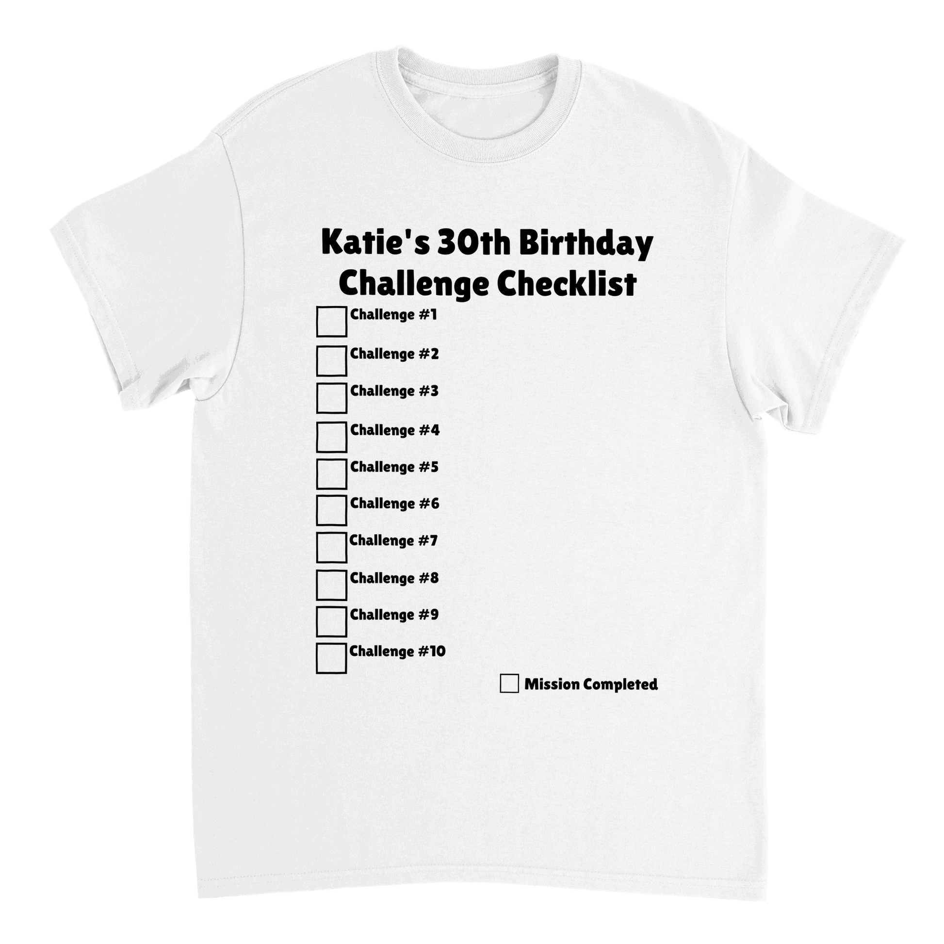 Birthday Challenge Checklist T-shirt Canvas Prints in Accrington Number Plates Accrington IntelliPix