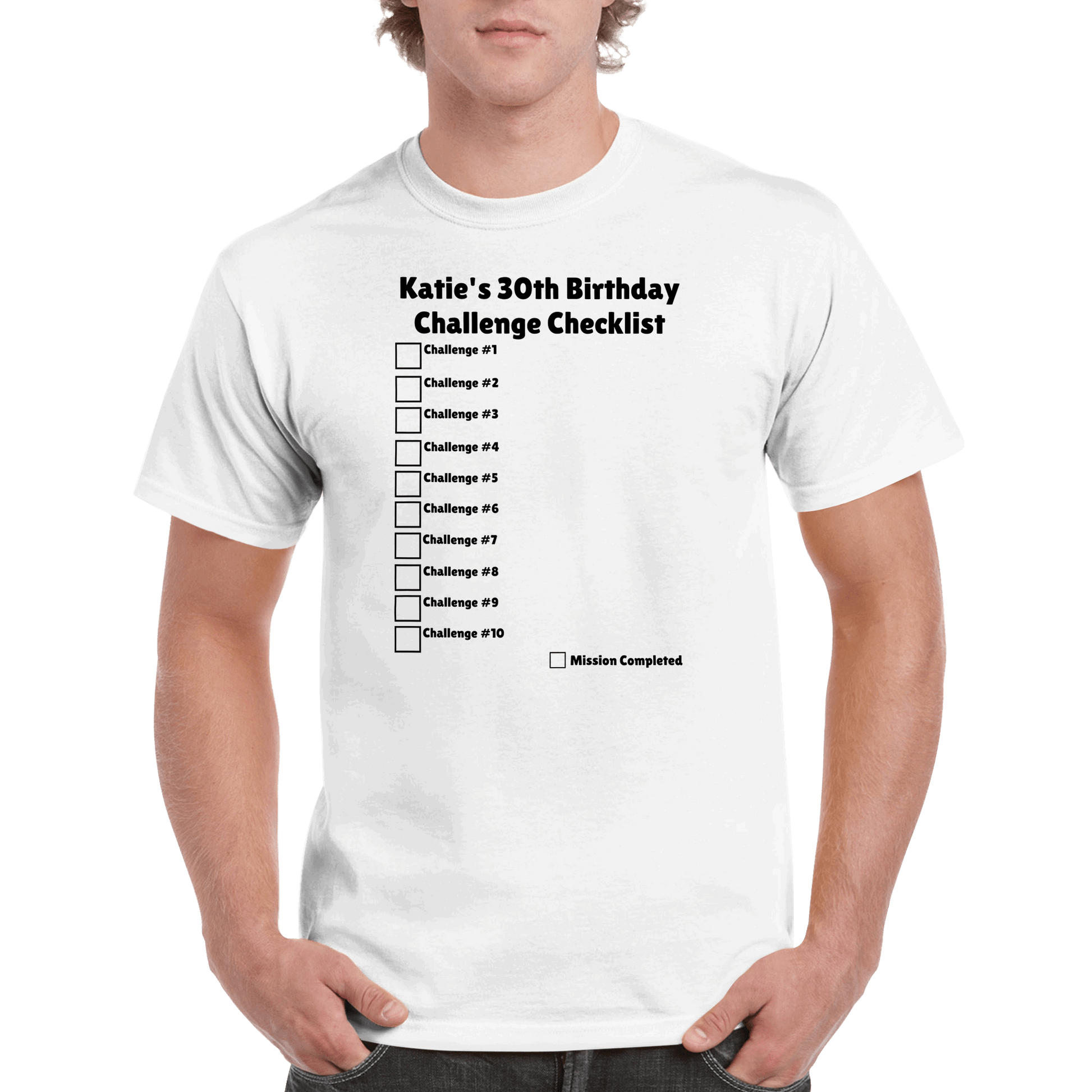 Birthday Challenge Checklist T-shirt Canvas Prints in Accrington Number Plates Accrington IntelliPix