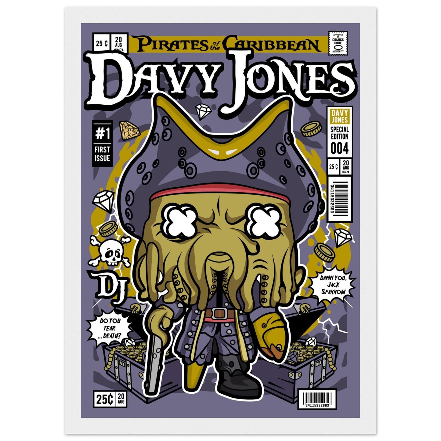 Davy Jones Character Framed Print Canvas Prints in Accrington Number Plates Accrington IntelliPix