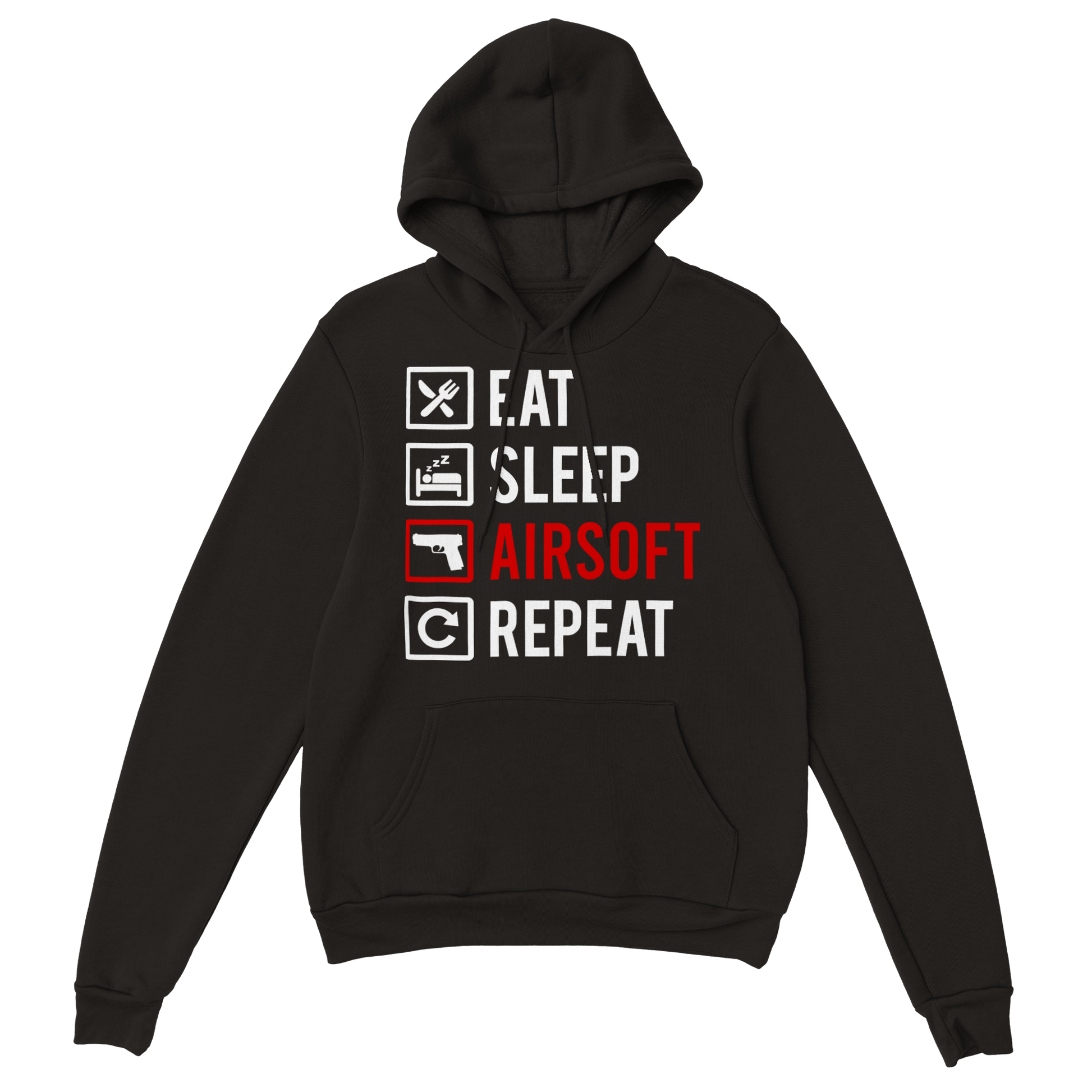 Eat Sleep Airsoft Repeat Classic Unisex Pullover Hoodie Canvas Prints in Accrington Number Plates Accrington IntelliPix