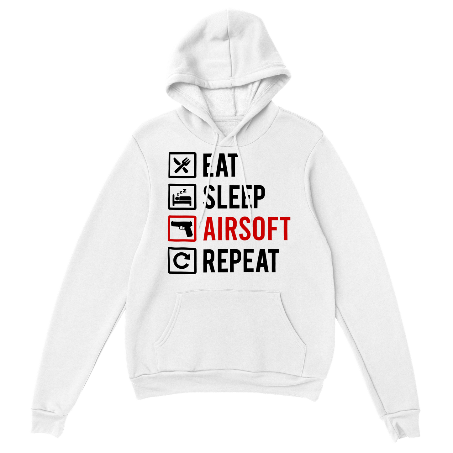 Eat Sleep Airsoft Repeat Classic Unisex Pullover Hoodie Canvas Prints in Accrington Number Plates Accrington IntelliPix