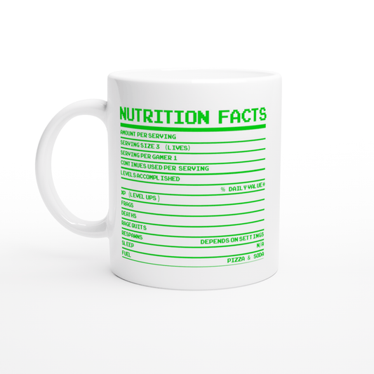 Gamer Nutrition Facts 11oz Mug Canvas Prints in Accrington Number Plates Accrington IntelliPix