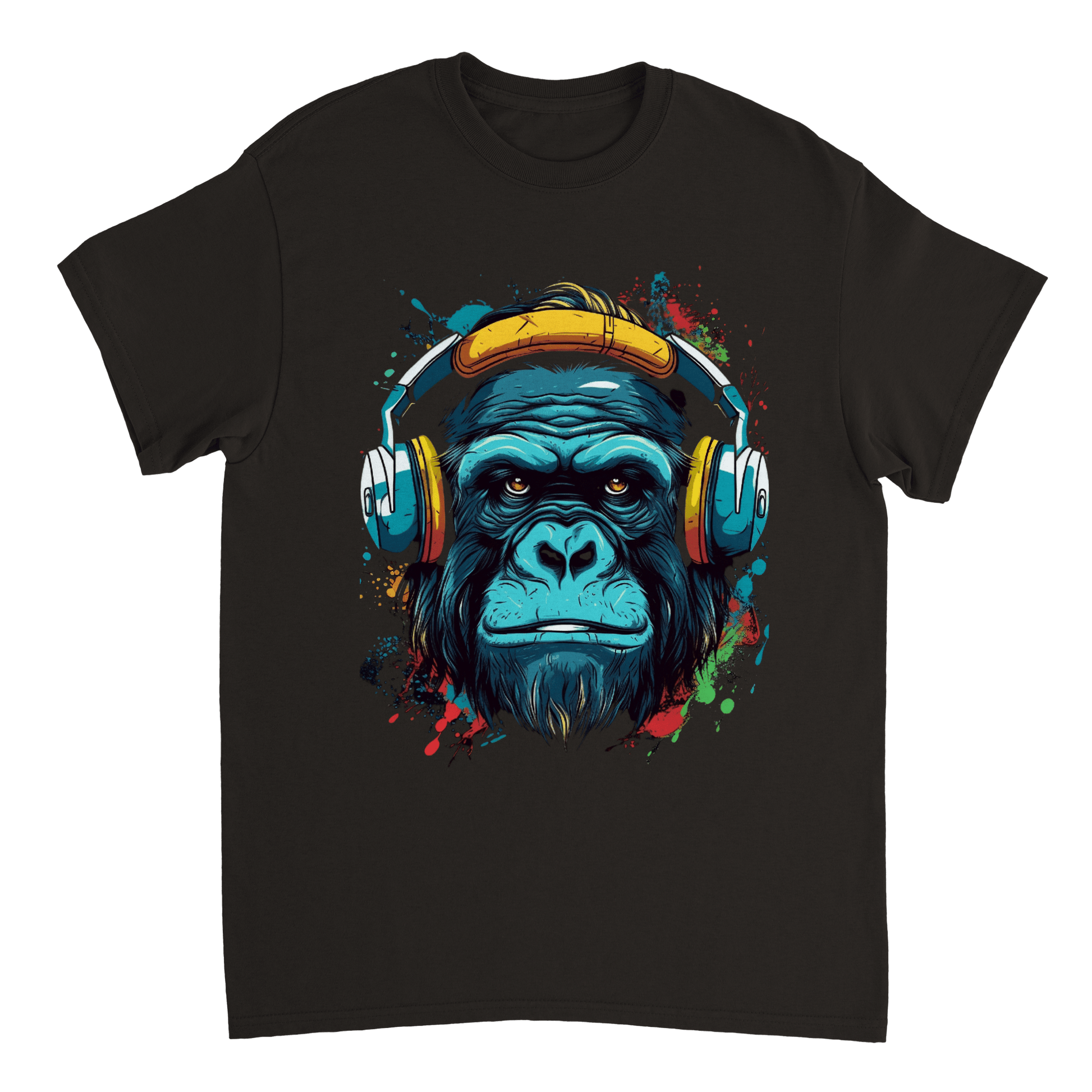 Gorilla Headphones T Shirt Canvas Prints in Accrington Number Plates Accrington IntelliPix