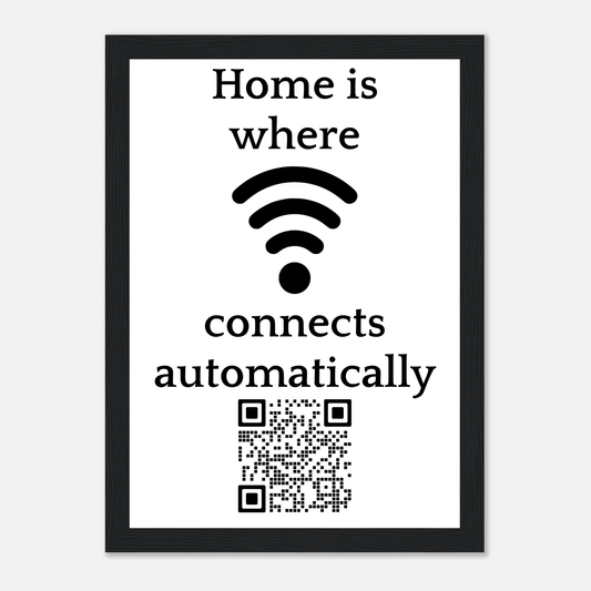 Home Is Where The WiFi Connects Automatically Wooden Framed Print Canvas Prints in Accrington Number Plates Accrington IntelliPix