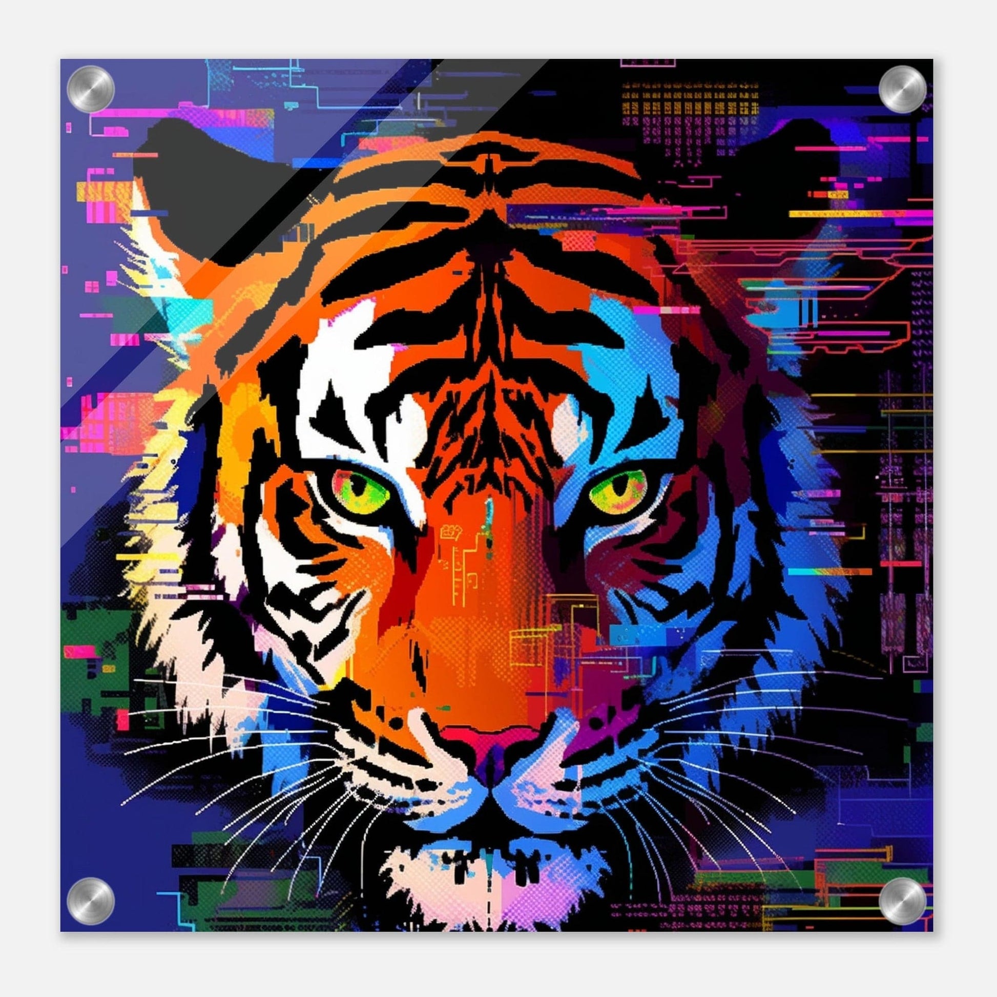 Tiger Glitch Effect Acrylic Print Canvas Prints in Accrington Number Plates Accrington IntelliPix