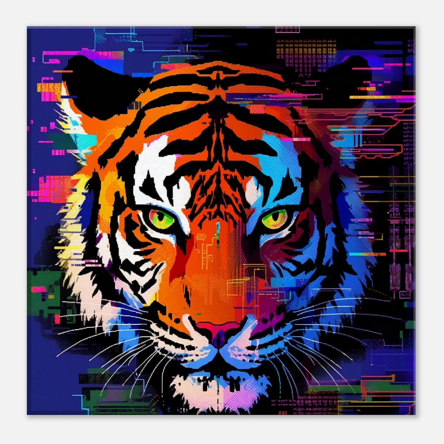 Tiger Glitch Effect Canvas Canvas Prints in Accrington Number Plates Accrington IntelliPix