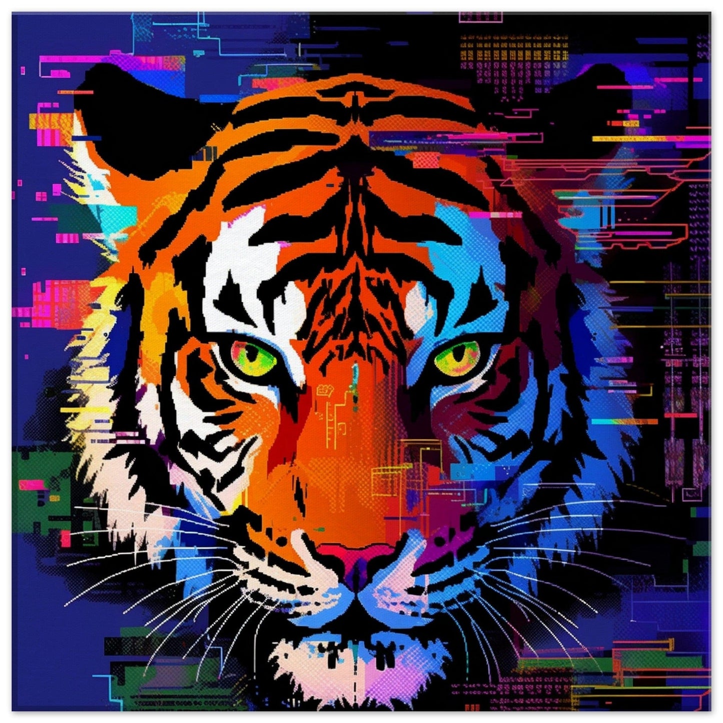 Tiger Glitch Effect Canvas Canvas Prints in Accrington Number Plates Accrington IntelliPix